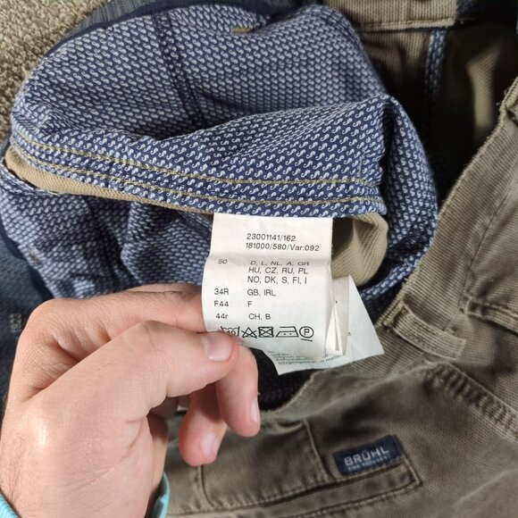 Bruhl Mens Pants 34x30 Brown Textured Cotton Stretch Chino Cotton Classic - Picture 3 of 12